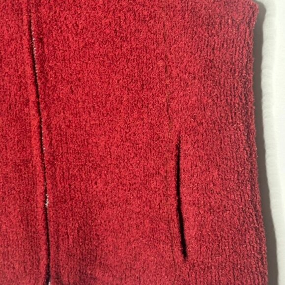 Burgundy Red Fuzzy Teddy Vest Womens L Zip Front Soft Pockets Cozy Outdoor Soft - Picture 5 of 9